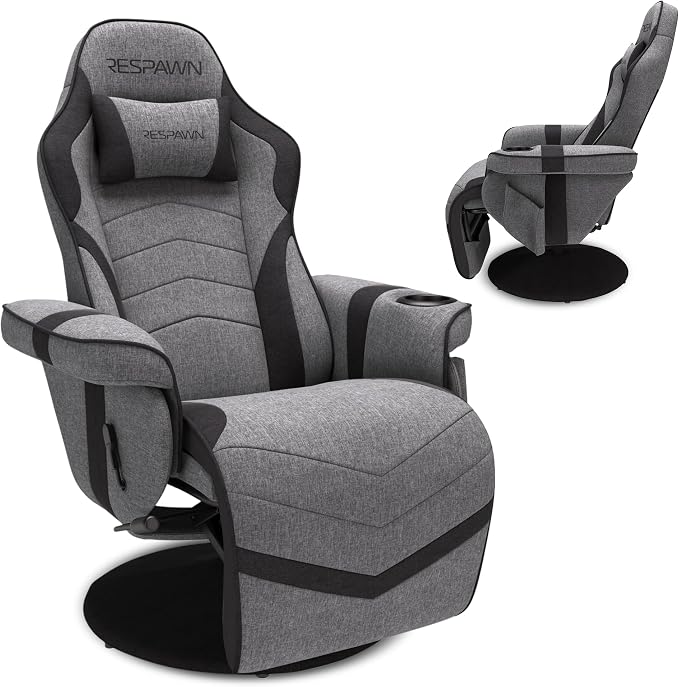RESPAWN 900 Gaming Recliner Chair with Footrest, Cup Holder and Swivel | Ergonomic gaming recliner with footrest, cup holder, lumbar support, 135° recline & 360° swivel for console gaming by BrandRESPAWN