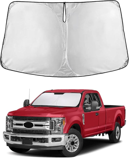 EcoNour Windshield Sunshade Compatible for Ford F-250 F-350 Super Duty 2Dr Regular Cab,4Dr Super Crew Cab,Super Cab 2008-2014 2015 2016, Sun Visor for Front Window Sun Shade Cover, Car Accessories by EcoNour