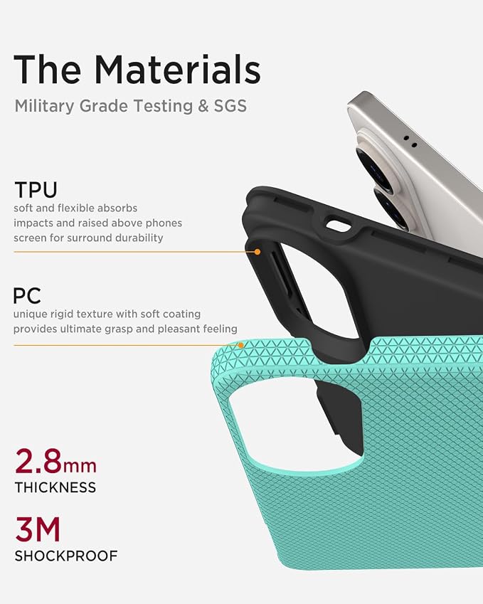 Miimall Slim ＆ Rugged for Samsung S25 Edge Case, 10FT Military Shockproof Dropproof, Anti-Slip Grip Anti-Scratch Dustproof Men Thin Heavy Duty Protective Case for Galaxy S25 Edge, Mint Green - Image 3