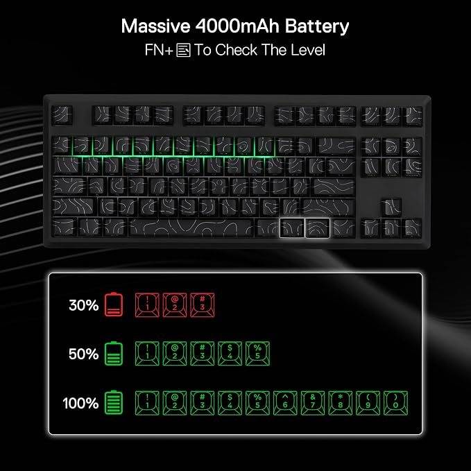 Redragon K737 PRO Wireless 87 Keys Gasket Gaming Keyboard, 80% Premium CNC Aluminum Mechanical Keyboard, Hot-Swap South-Facing LED Socket, 5-Layer Noise Dampening, Side-Printed PBT Contour Line Keycap - Image 7