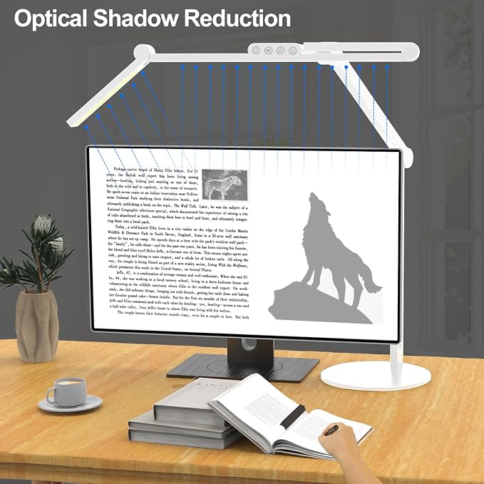 Micomlan Led Desk Lamp with Atmosphere Lighting, Rotatable Tall Architect Desk Lamp for Home Office with Swing Arm, 24W Bright Auto Dimming Adjustable Computer Light with Base for Table - Image 5