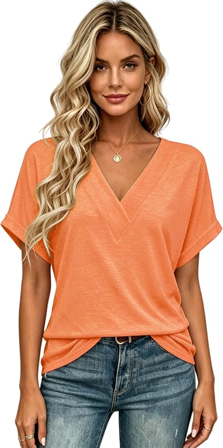 T Shirts Short Sleeve V Neck Tees Womens Tops Beach Vacation Fashion Clothes 2026 Casual Summer Spring Fall Outfits - Image 2