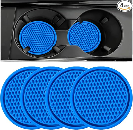 ZSDY Car Cup Coaster, 4PCS Universal Auto Non-Slip Cup Holder Embedded in Ornaments Silicone Coaster, Car Interior Accessories Sets, Blue by ZSDY