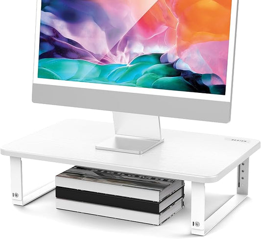 BESIGN MS01 Monitor Stand Riser, Height Adjustable Laptop Stand, Computer Monitor Stand for Monitor, Computer,Laptop,Printer (White) by BESIGN