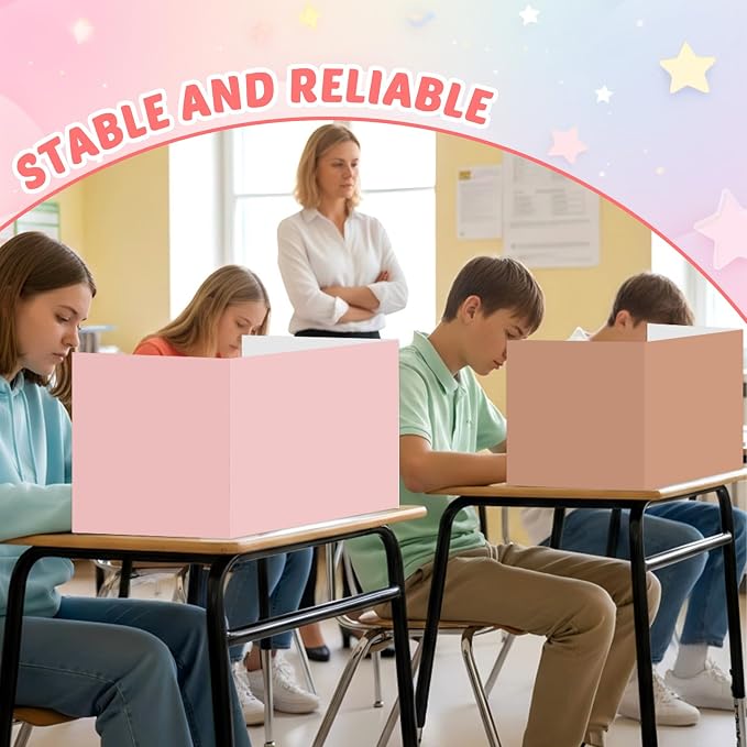 30 Pack Desk Dividers for Students Boho Privacy Folder for Students Waterproof Study Carrel Dividers Testing Divider Privacy Classroom Shield Folder Boards for Classroom School Teacher Supplies - Image 4