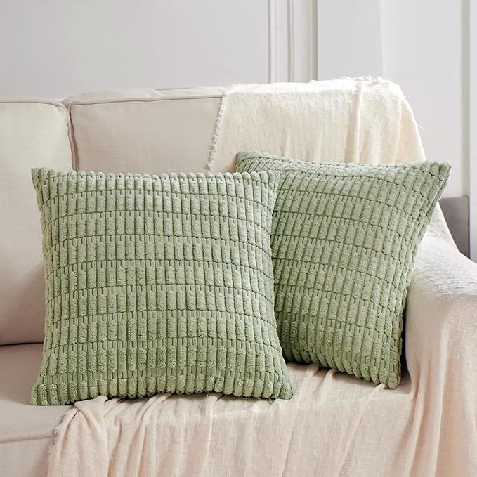 Fancy Homi 4 Packs Decorative Throw Pillow Covers for Living Room Couch Bed, Modern Farmhouse Boho Home Décor Accent Cushion Case, 24" x 24", Sage Green - Image 9