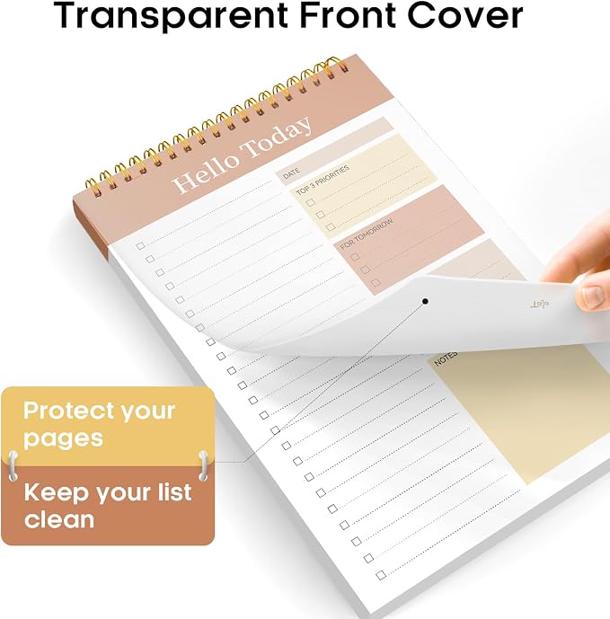 Taja To Do List Notepad, Undated Daily Planner for Work and Goal Setting | Brown, 52 Sheets, 9.8" x 6.5" , for Office, Home and school, Daily Task Planning, Notes and Everyday Organization - Image 3