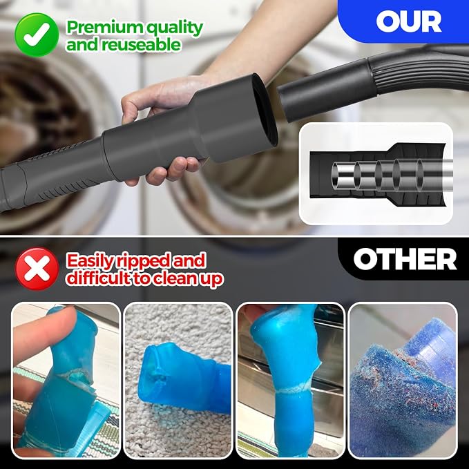 Holikme Dryer Vent Cleaner Kit – Black Lint Vacuum Attachment | Dryer Vent Vacuum Hose Replacement Parts Reach Deep Inside Vents - Remove Hidden Lint, Speed Drying & Reduce Fire Risk - Image 2