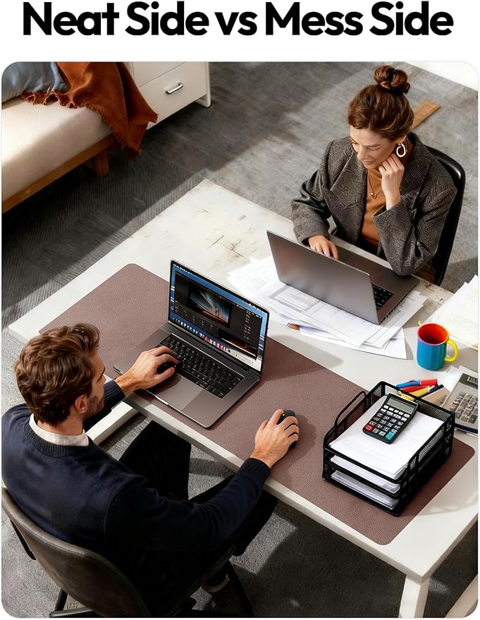 YSAGi Desk Protector&Blotter, Non-Slip Waterproof Leather Mouse Pad | Shields Scratches, Stains, Spills, Heat & Scuffs; Suede Non-Slip; Easy-Clean; Comfy Writing/Typing, 31.5" x 15.8",Chocolate - Image 6