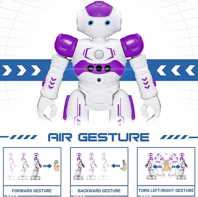 KingsDragon RC Robot Toys for Kids, Gesture & Sensing Programmable Remote Control Smart Robot for Age 3 4 5 6 7 8 Year Old Boys Girls Birthday Gift Present,Purple - Image 3