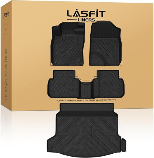LASFIT Floor Mats & Trunk Mat for 11th Gen Honda Civic Hatchback(Not for Hybrid) 2026 2025 2024 2023 2022, All Weather Custom Fit TPE Car Floor Liners,1st & 2nd Row & Trunk Liner by LASFIT