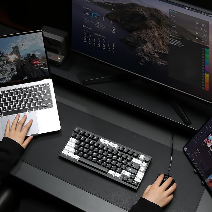 YUNZII AL80 75% Wireless Aluminum Mechanical Keyboard(Black, Cocoa Cream) | QMK/VIA, Smart LCD Display and Knob, Hot Swap, Gasket Structure, BT/2.4G/USB-C, RGB Keyboard for Gaming/Win/Mac - Image 8