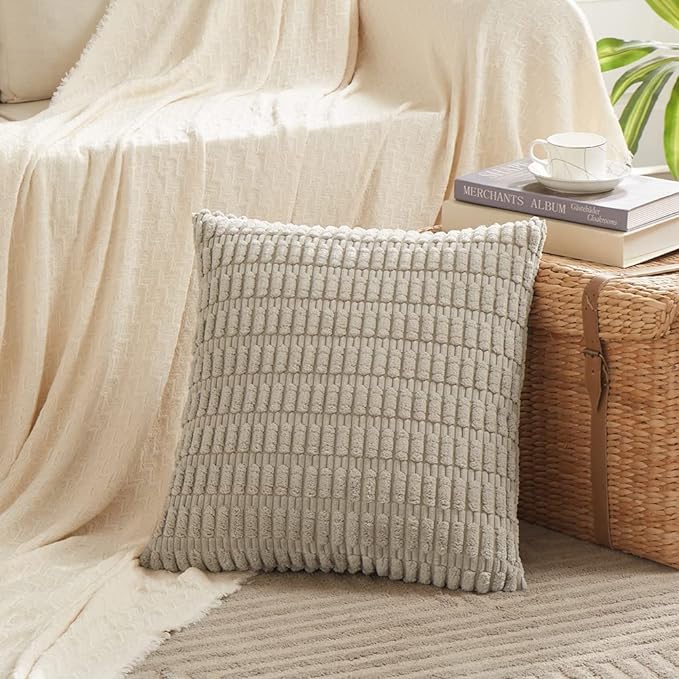 Fancy Homi 4 Packs Decorative Throw Pillow Covers for Living Room Couch Bed, Modern Farmhouse Boho Home Décor Accent Cushion Case, 20" x 20", Neutral - Image 2