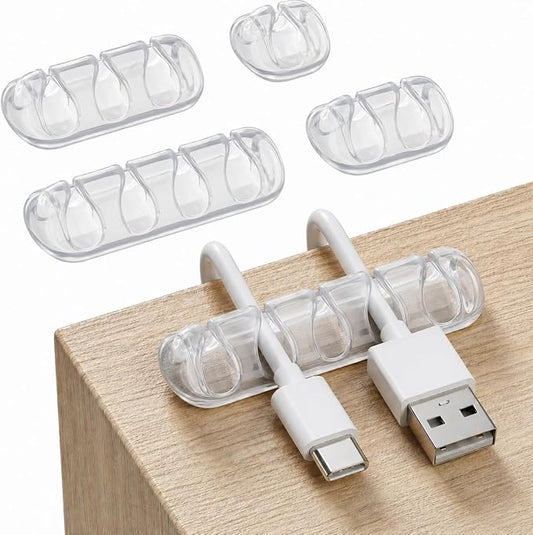 Cord Organizer for Desk, Nightstand Cable Holder, 5 Psc, Transparent by GLUIT