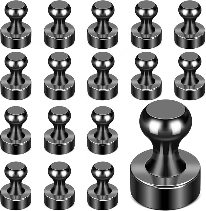 LOVIMAG Fridge Magnets 18Pcs, Magnet for Refrigerator Whiteboard, Black | Small Strong Neodymium Metal Cute Push Pin for Classroom, Kitchen, Accessories Decorative, Office, Calendar by LOVIMAG