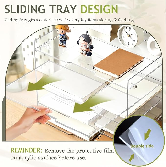 KKU 5 Tier Clear Acrylic Desk Organizer, Letter Tray Paper File Desk Organizer and Accessories For Office Supplies - Image 2