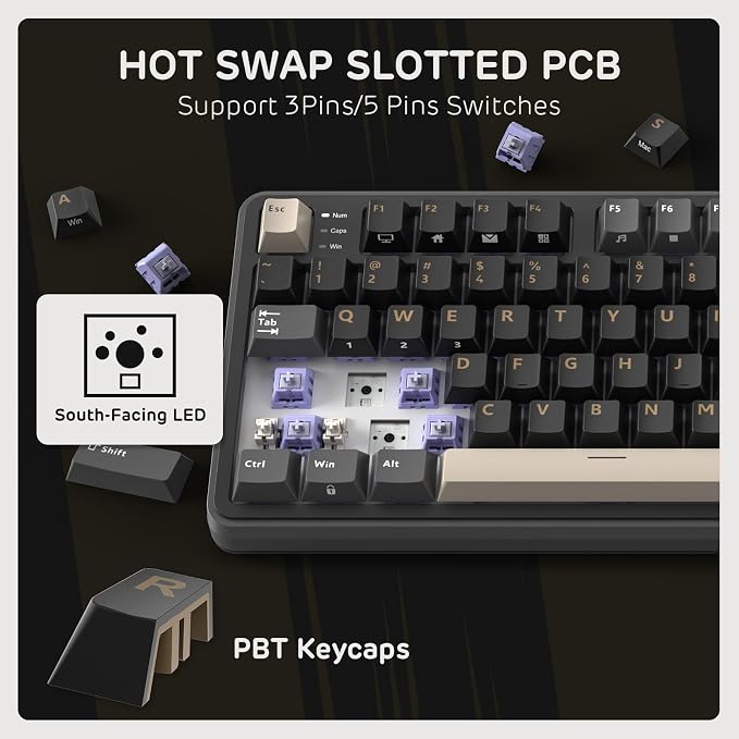 RK ROYAL KLUDGE S98 Wireless Mechanical Keyboard w/Smart Display & Knob | 96% RGB Wireless Gaming Keyboard BT/2.4G/USB-C, Hot Swappable Custom Keyboards, Creamy Sound Silent Computer Keyboard - Image 6