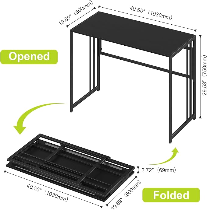 40" Folding Computer Desk No Assembly Needed Foldable Table for Small Space | Small Folding Table for Home Office, Study, Writing, Gaming, Compact RV Living, Camping, Sturdy and Easy Carry, Versatile - Image 3