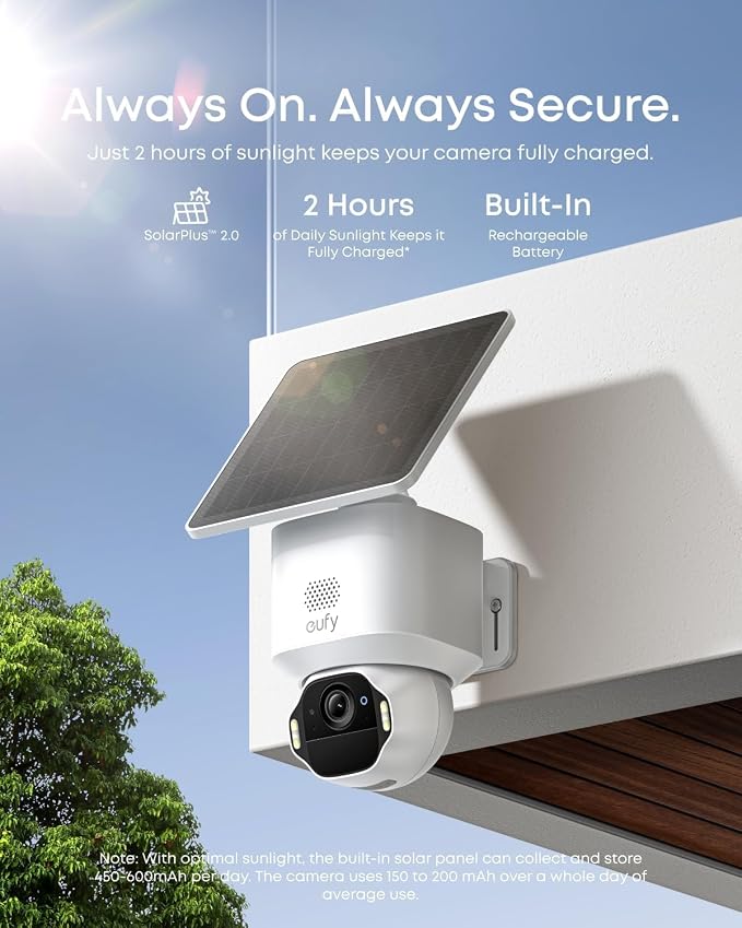 eufy Security SoloCam E42, 4K Security Camera Wireless Outdoor, Solar Powered, AI Motion Tracking, Strobe Light, Pan & Tilt, Facial Recognition, Up to 16 TB, Smart Home Compatible - Image 6
