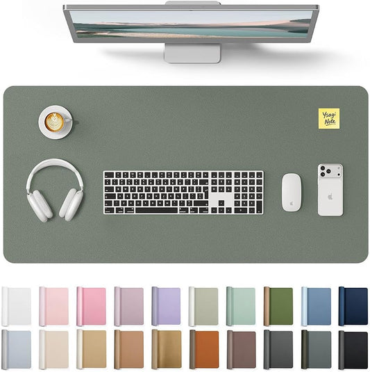 YSAGi Leather Desk Protector, Office Mat, Large Mouse Mat, Non-Slip PU Leather Blotter, Laptop Desk Pad, Waterproof Writing Pad for Office and Home (Dark Green, 35.4" x 17") by YSAGi