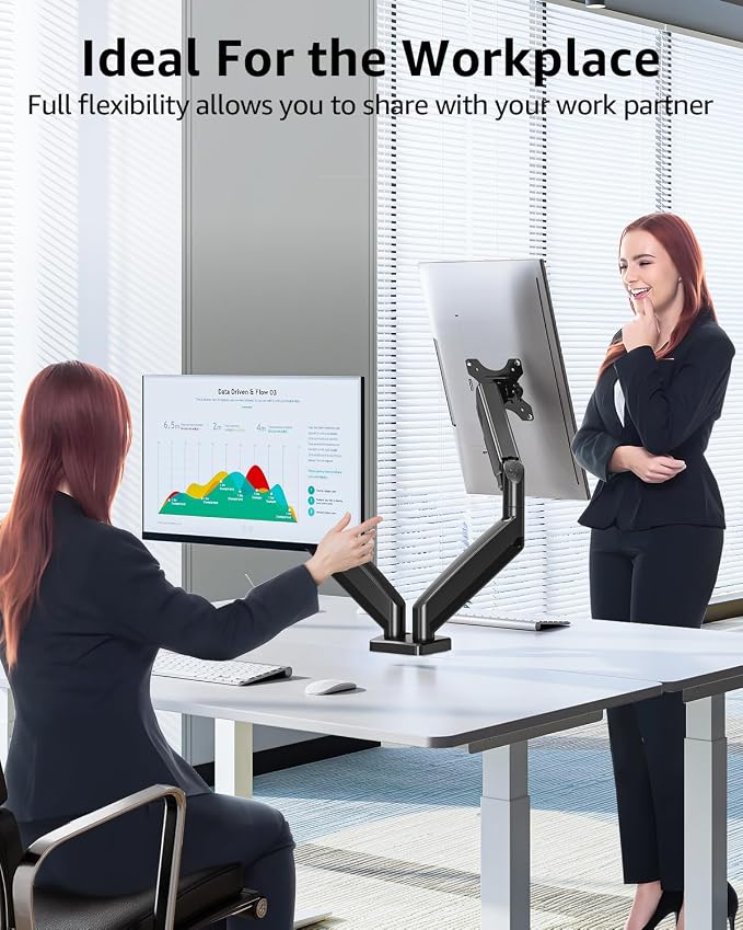 Dual Monitor Stand fits up to 32 inch, 4.4-19.8 lbs Computer Screens, Dual Monitor Desk Mount Height Adjustable, Monitor Arms for 2 Monitors, Home Office VESA Mounts, Freelift Black - Image 5