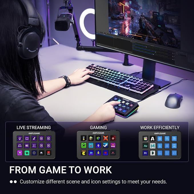 FIFINE AmpliGame Stream Controller with 15 Macro Keys, Streaming Keyboard with Trigger Actions in OBS/Twitch/YouTube/Streamlabs, Shortcut Buttons Keypad Works with Mac and PC-D6 - Image 6