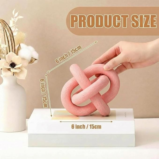 Yalikop 3 Link Wood Knot Decor Rustic Home Décor Accents Hand Carved Coffee Table Decoration, Boho Chain Link Decoration, Modern Shelf, Rustic Objects for Home Living Room Bedroom(Pea-Pink) - Image 2