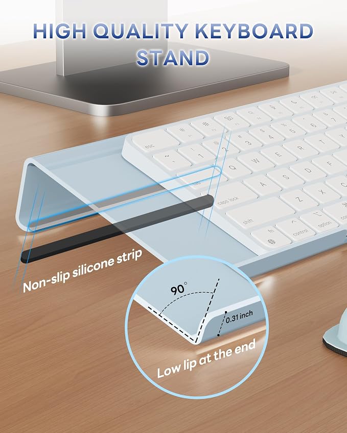 Laborio Computer Keyboard Wrist Rest, Keyboard Riser Stand for Desktop | Blue, Ergonomic Acrylic Keyboard Holder, Non-slip Wrist Pad, Pain Relief for Typing, Multiple Colors - Image 4
