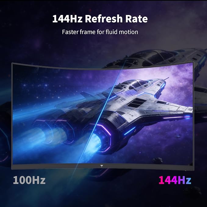 KTC H27S5C 27 Inch Curved Gaming Monitor, 1440P QHD 144Hz Monitor, HDR 400 | 2560x1440 120Hz Curve Monitors, 1500R HVA Panel, Adaptive Sync, 400nits, 129%sRGB, HDMI DP, Eye Care VESA 100x100 Mount - Image 4