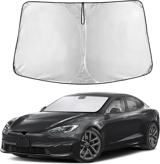 EcoNour Windshield Sunshade Compatible for Tesla Model S 2012-2024 2025 2026, Sun Visor for Front Windshield & Window Sun Shade Cover, UV Heat Blocker & Protector, Car Accessories by EcoNour