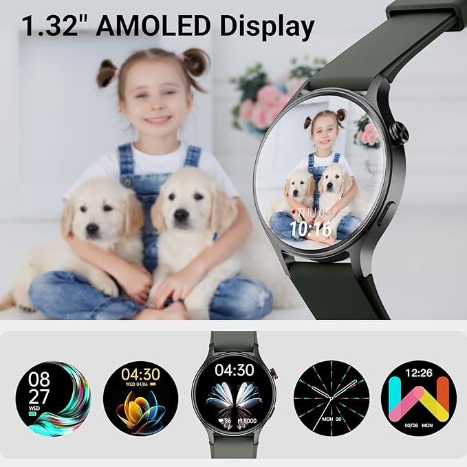 Fitpolo Smart Watch for Men Women,1.3" AMOLED Touchscreen Fitness Tracker, Make/Answer Calls, Heart Rate SpO2 Monitor, 3ATM Waterproof, Sleep & Activity Tracking Smartwatch for Android Phones iPhone - Image 2