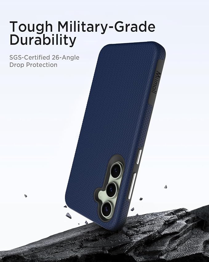Miimall Rugged Case for Samsung S24 FE, Dual Layer Protection, Military Shockproof, Anti-Slip, Anti-Scratch, Tough Full Body Heavy Duty Slim Case, Dark Blue - Image 6