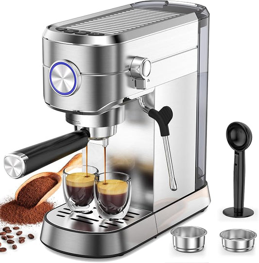 COWSAR Espresso Machine,Expresso Coffee Machines,Espresso Maker with Milk Frother Steam Wand & 40oz Removable Water Tank，Stainless Steel Compact Cappuccino & Latte Machine by COWSAR