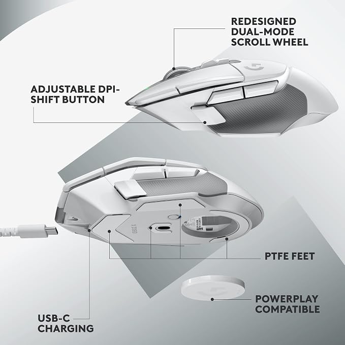 Logitech G502 X Lightspeed Wireless Gaming Mouse + G733 Lightspeed Wireless Gaming Headset - White - Image 4