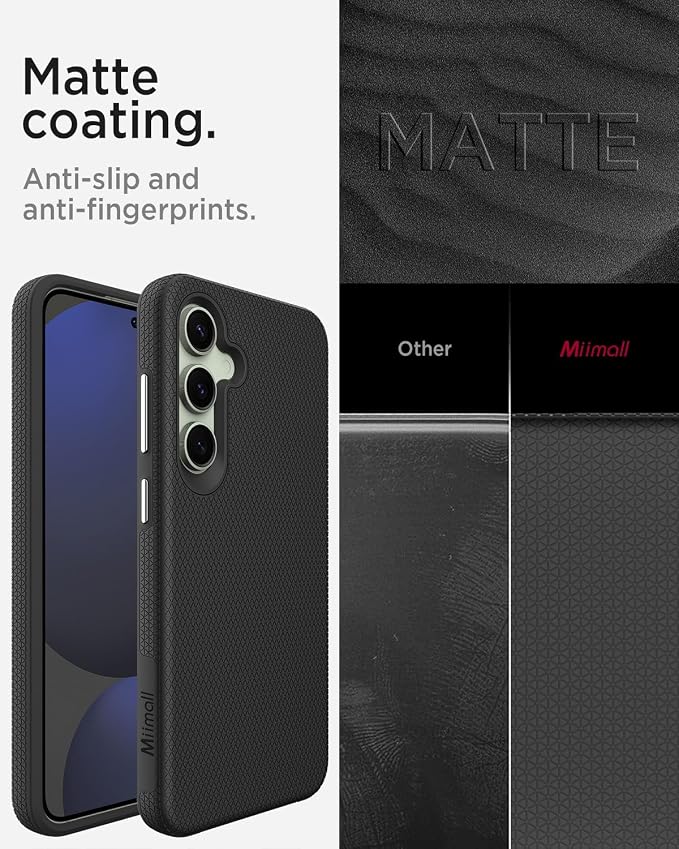 Miimall Rugged Case for Samsung Galaxy S24 FE - Slim, Dual Layer Protection, Military Shockproof, Anti-Slip, Anti-Scratch, Full Body Heavy Duty Case, Black - Image 3