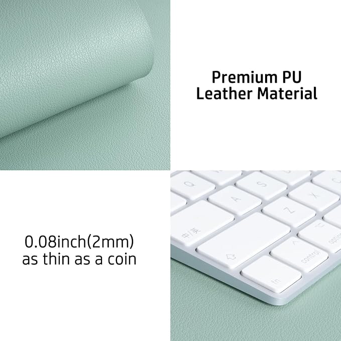 Aothia Leather Desk Pad Protector, Mouse Pad, Office Desk Mat, Non-Slip PU Leather Desk Blotter, Laptop Desk Pad, Waterproof Desk Writing Pad for Office and Home (23.6" x 13.7", Light Blue) - Image 7