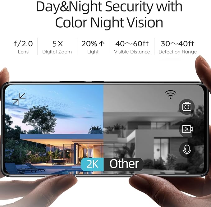 Rraycom 4 Pack 2K Security Cameras Wireless Outdoor, Battery Powered 5GHz/2.4GHz WiFi Cameras for Home Security, AI Motion Detection, Color Night Vision, Siren Alarm, 2-Way Audio, IP65, Cloud/SD,Alexa - Image 5