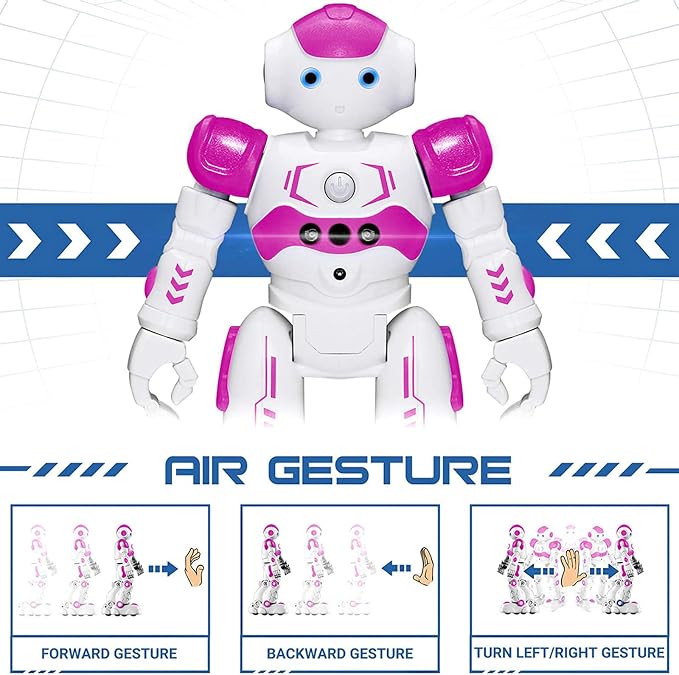 KingsDragon RC Robot Toys for Kids, Gesture & Sensing Programmable Remote Control Smart Robot for Age 3 4 5 6 7 8 Year Old Boys Girls Birthday Gift Present，Rose - Image 3