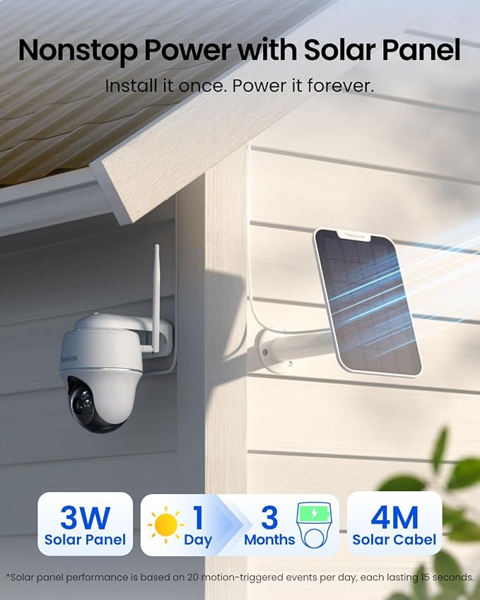 REOLINK Security Cameras Wireless Outdoor, Pan Tilt Solar Powered, 5MP 2K+ Color Night Vision, 2.4/5GHz WiFi, Smart Cameras for Home Security, Works with Home Hub, Argus PT + Solar Panel - Image 3