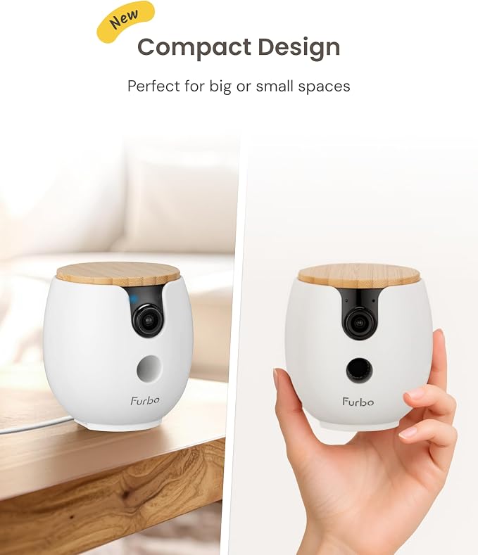 Furbo Mini 360° 2K QHD Pet Camera: Basic See, Talk & Toss Features, No AI Alerts, No Subscription Required, Dog & Cat Rotating Treat Dispenser w/Phone App, Smart Indoor Cam, 2-Way Audio & Night Vision - Image 8