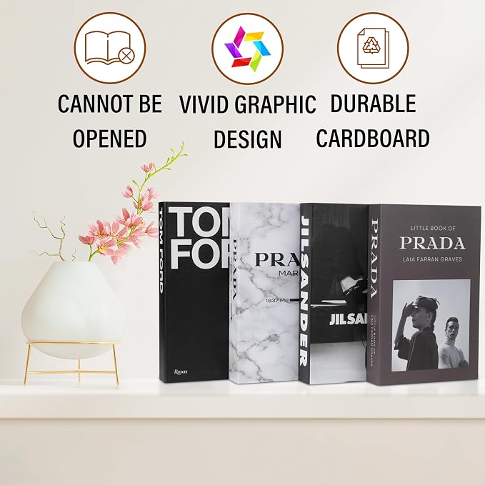 PROBENEX 4 Pcs Decorative Books | Faux Marble Cardboard Coffee Table Decor | Minimalist Modern Look - Not Real, No Pages Inside - Arrives Flat, Tool-Free 2-Min Setup - Image 8