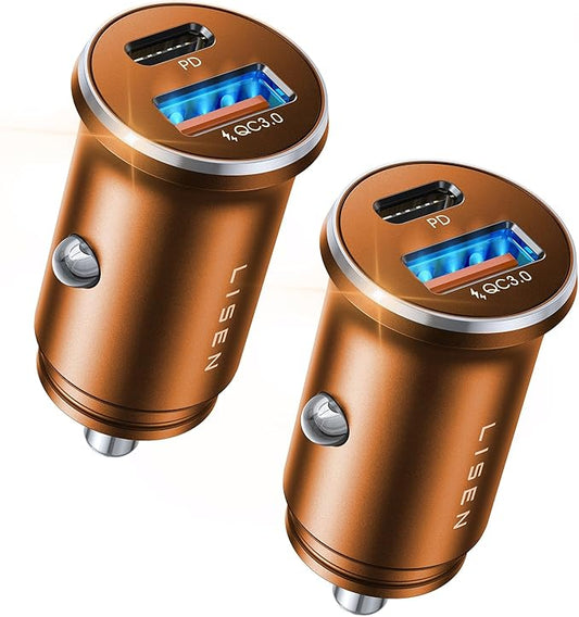 LISEN 54W Car Phone Charger USB C, Cigarette Lighter Adapter, Car Accessories for iPhone, USB C Car Charger Adapter USBC Type C 12v, Fit for iPhone 16, 15, 14, 13 Samsung Google iPad Android, Orange | Cigarette Lighter Charger, USB C Car Charger Fast C... by Lisen