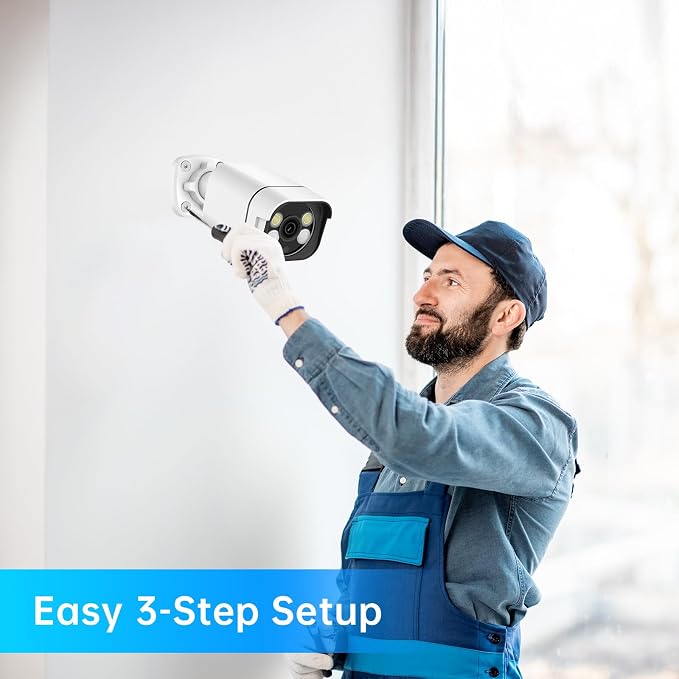 4K Security Camera System, 4pcs 2K PoE Wired Turret Cameras with Human Detection and 2 Way Talk, Color Night Vision, 8MP 4CH NVR with 1TB Hard Drive for 24/7 Local Recording, No Subscription (4 CAM) - Image 2