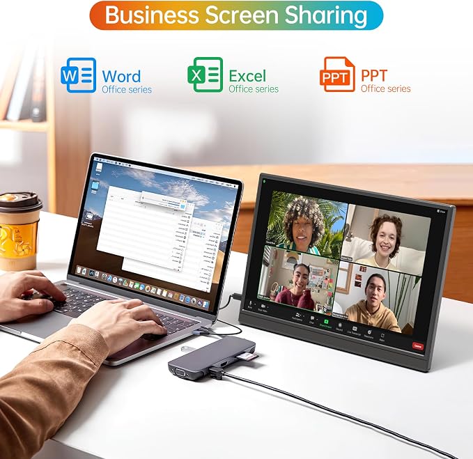 MNN Portable Monitor 14 inch FHD 1920 * 1200P USB C HDMI Ultra-Slim IPS Travel Display w/Speakers, HDR Plug&Play, External Monitor for Laptop PC, Phone,Mac(400cd/m² Brightness) | 14" 16:10 1200p IPS 400nit HDR, USB-C/HDMI, speakers, ultra-slim, plug&pl... - Image 7