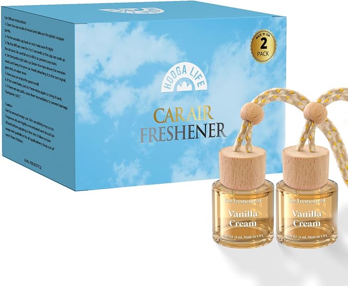 HoogaLife Car Air Freshener Diffuser 2 Pack Hanging Air Freshener Diffuser - Vanilla Cream Fragrance Oil Air D iffuser for Car, 45+ days Long Lasting Fragrance Made in USA C ar Air Fresheners - Image 6