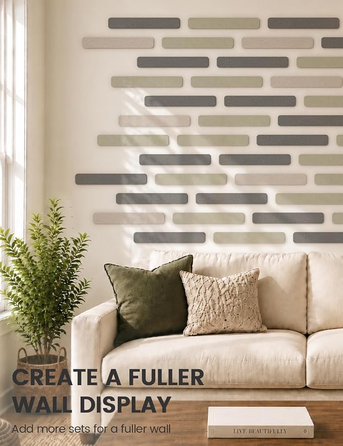 Fluxynara 13" x 2" Felt Wall Panels, Charcoal Gray | 8-Pack Includes 50 Push Pins and Adhesive Tabs for Photos, Notes and Decor in Bedroom Doors, Home Office or Studios - Image 7