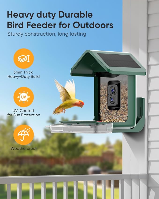 Bird Feeder with Camera Solar Powered: Smart Hummingbird Feeder for Backyard Tree - 2K Live AI Identify Auto Capture Bird Video - WiFi Bird Watching Feeders Gift for Mom Dad - Image 7
