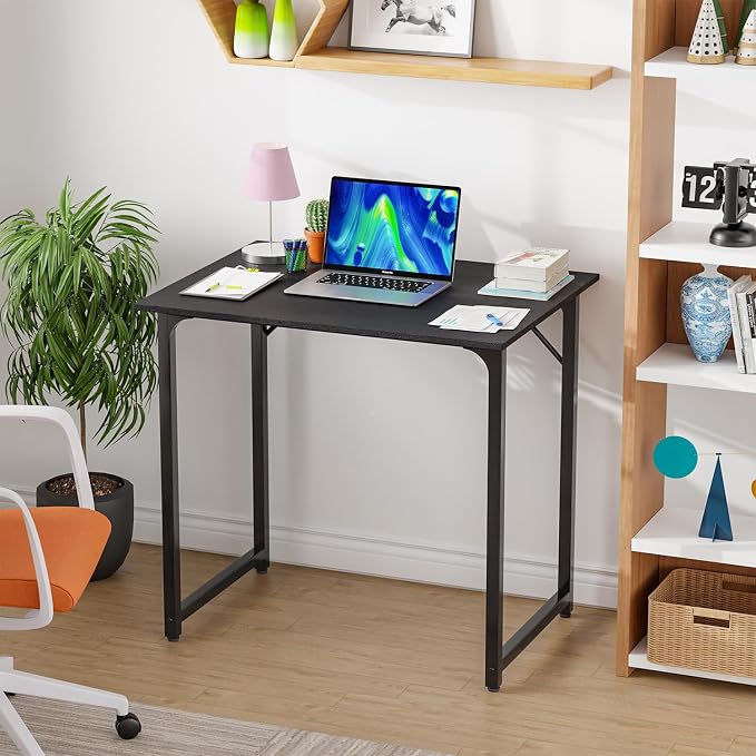 PayLessHere | 32 Inch Computer Desk | Black | Sturdy Office Desk | Metal Frame, Adjustable Feet | Water-Resistant, Scratchproof Surface | Writing Table for Home Office or Study | Pack of 1 - Image 2