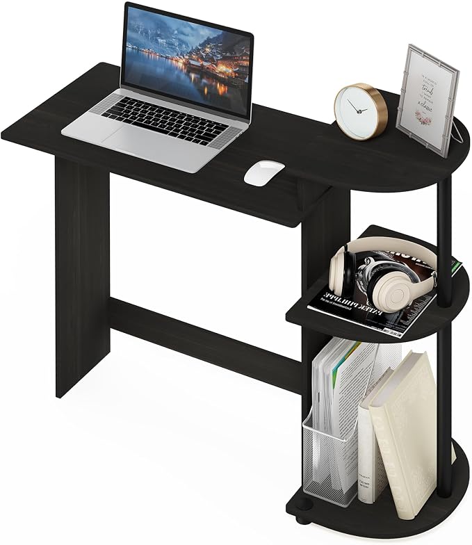 Furinno Compact 29-Inch Rustic Brown Computer Desk, Gaming Desk with Shelves, Office Desk with Book Shelf, for Home Office, Study Room, Dorm, Bedroom, Dark Espresso - Image 5