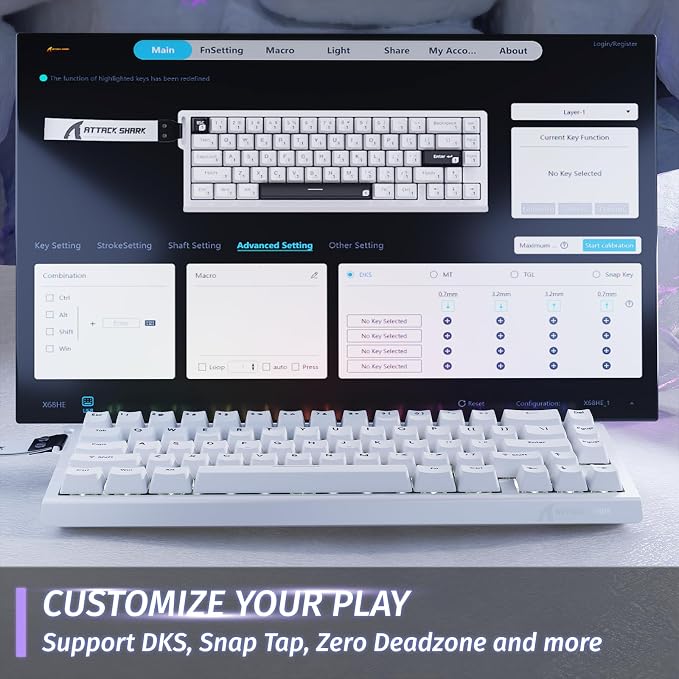 ATTACK SHARK X68 HE RT Mechanical Gaming Keyboard 60% Wired TKL-White | Adjustable Actuation,Hall Effect Magnetic Switch,8KHz Polling Rate,RGB Backlit,Top Mount, Web Driver for PC Mac Esport Gamer - Image 6